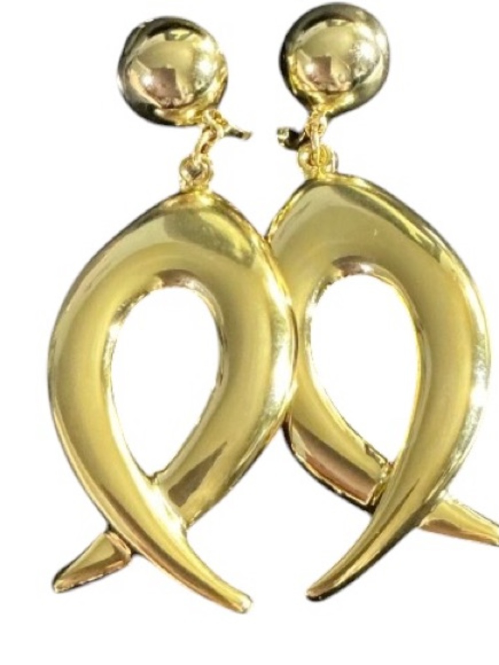Vintage GoldTone Dangly Twist On Earrings NWOT Never Worn